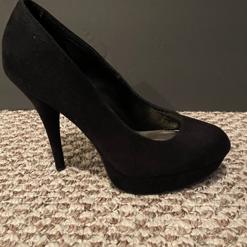Black Suede Platform Heels